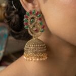 Peacock Design Bridal Jhumka Earrings – Gold Plated - Image 4
