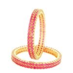 Ruby Stone Traditional Bangles Set – 2 Pieces - Image 2