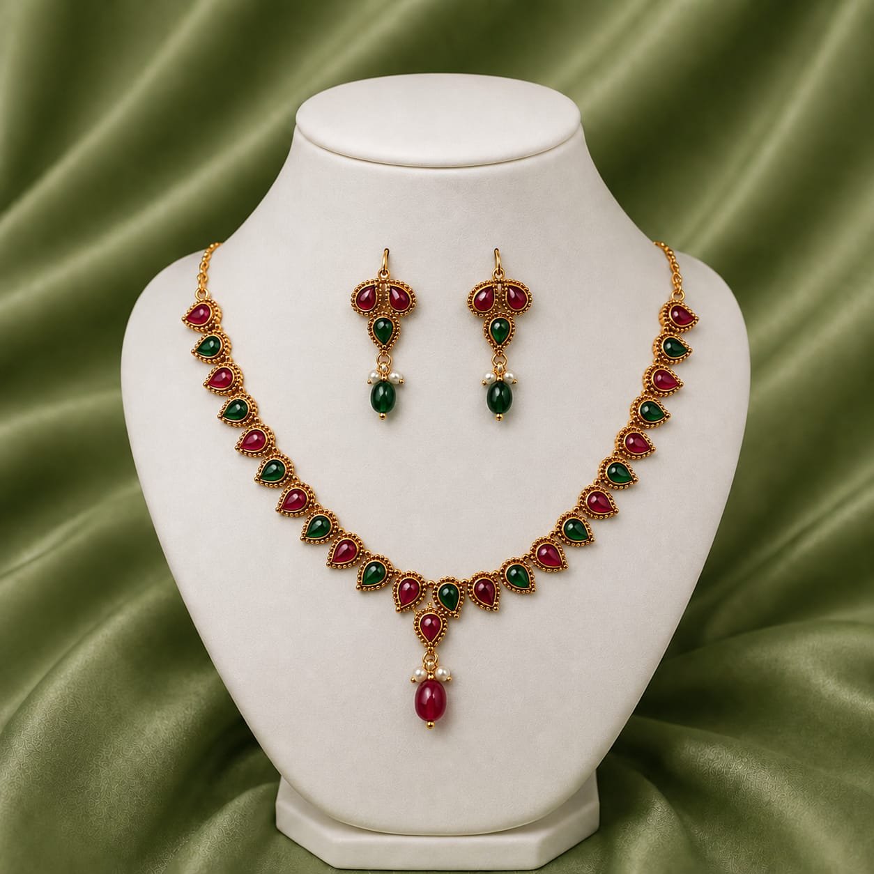 PR0013 (1) Heritage Ruby, Emerald Necklace Set - Image 1
