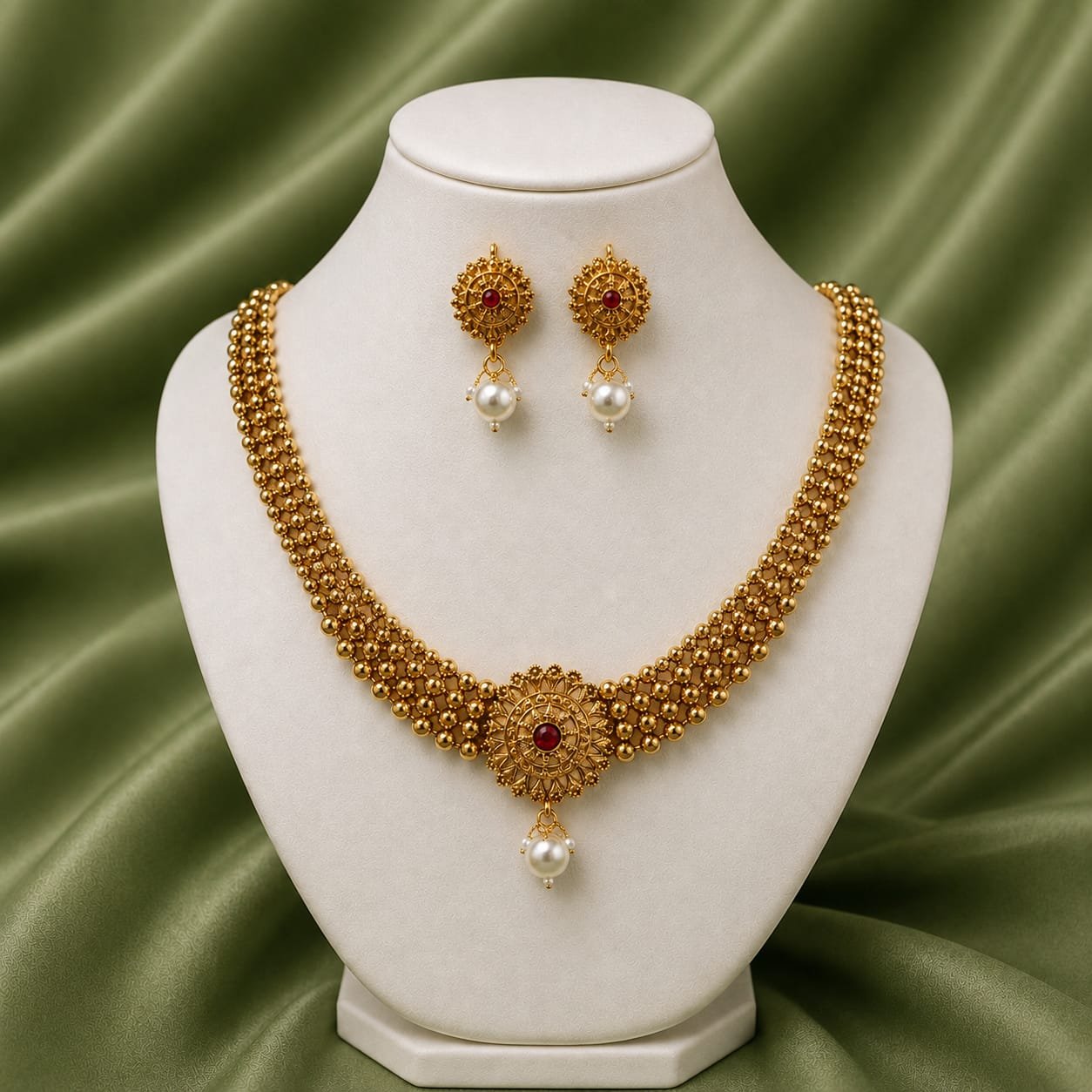 PR0014 (1) Royal Heritage Temple Necklace Set - Image 1