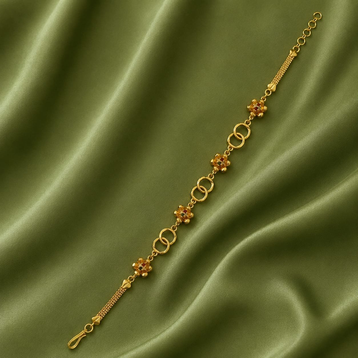 PRG0020 (1) Floral Infinity Link Bracelet – 1 Gram Gold Plated - Image 1