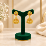Emerald Grace Gold-Plated Jhumukka Earrings – 1 Gram Gold