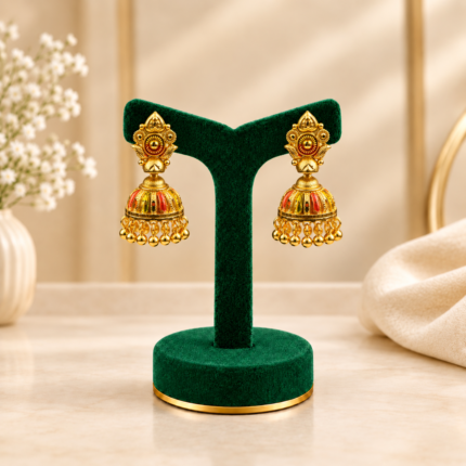 Antique Temple Jhumka Earrings - 1 Gram Gold Plated