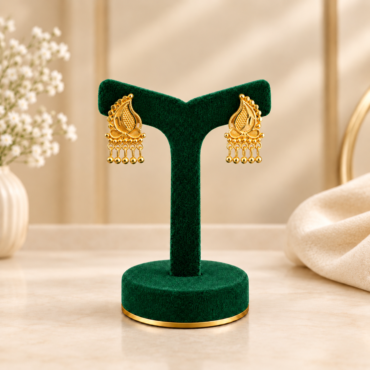 PRG0033 Traditional Jhumka Drop Earrings - 1 Gram Gold Plated - Image 1