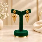 Traditional Red Stone Hanging Earrings - 1 Gram Gold Plated